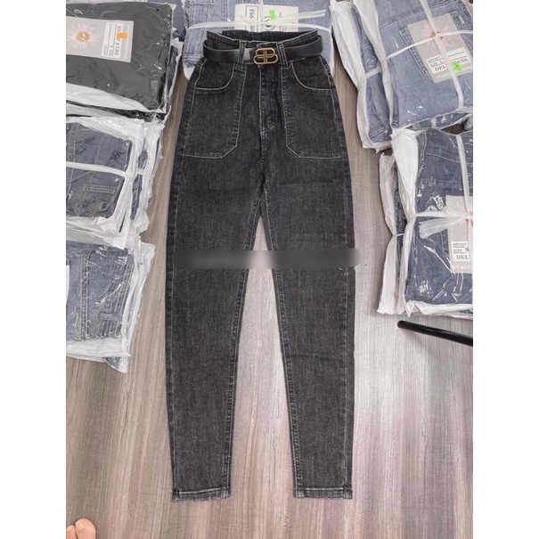 Quần jeans nữ lưng cao mã TD1 túi dài ôm body lưng siêu cao co giản - J20