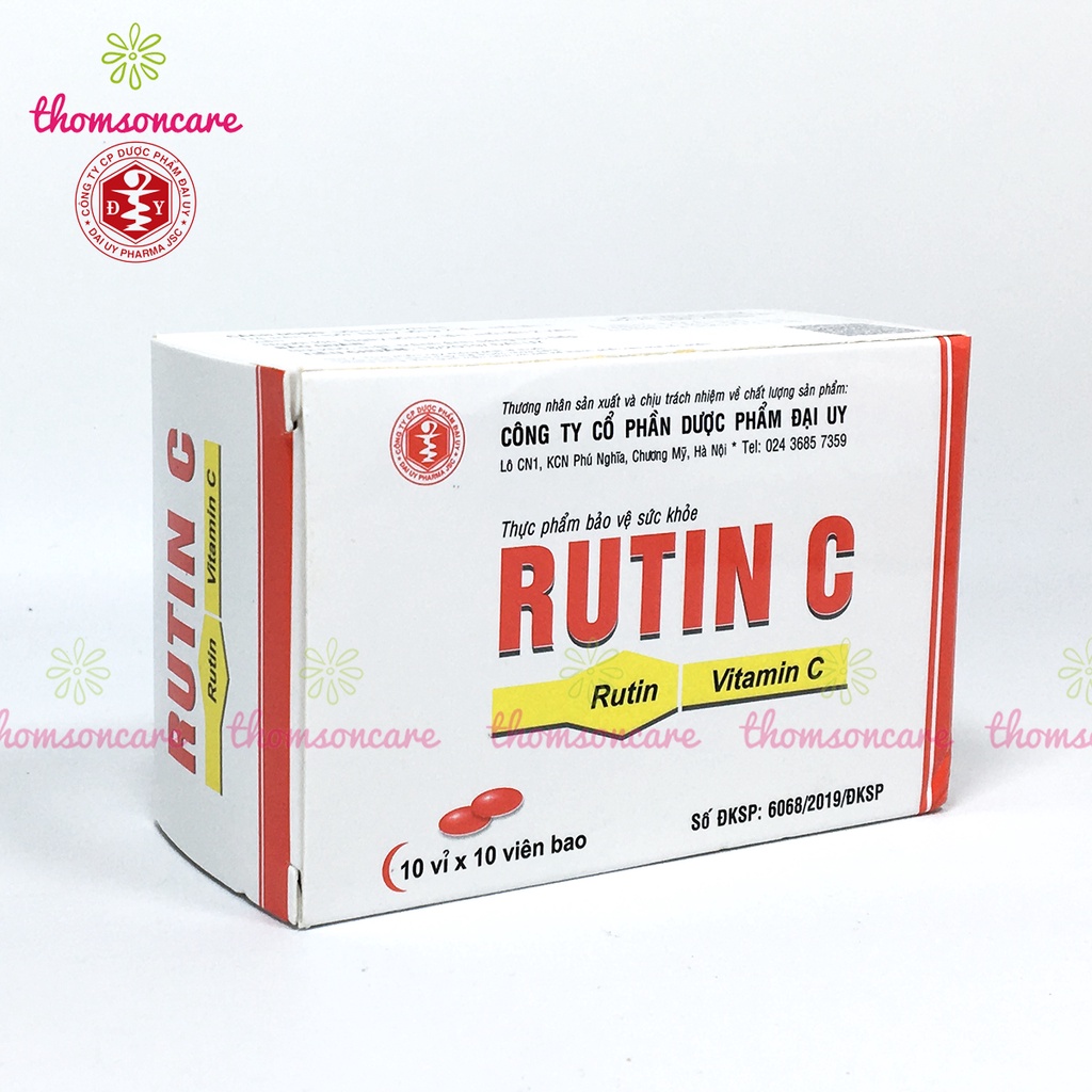 Rutin C Đại Uy - bổ sung vitamin C, giúp tăng cường sức đề kháng, phòng ngừa nhiệt miệng, táo bón - Hộp 100 viên
