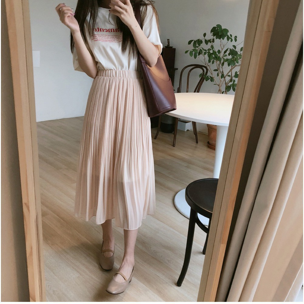 (Order-M) Ulzzang Chân váy midi xếp ly nhỏ Hàn Quốc M029-1 KS | BigBuy360 - bigbuy360.vn