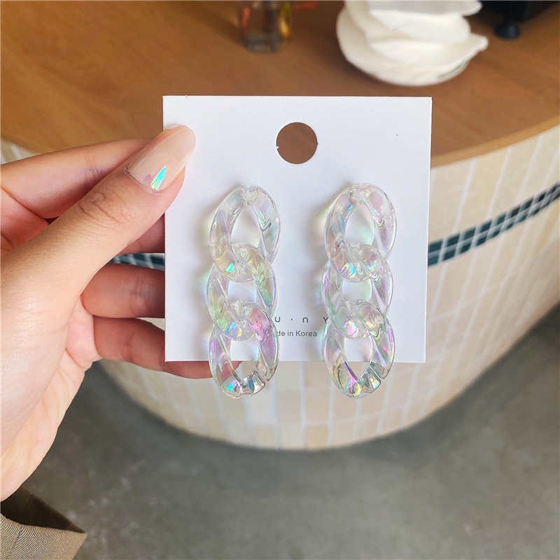 [Fashion Korean Transparent Acrylic Chains Stud Earrings ] [Ladies Elegant Studs Earrings] [Korean INS Simple Style Bridal Wedding Party Ear Jewelry]