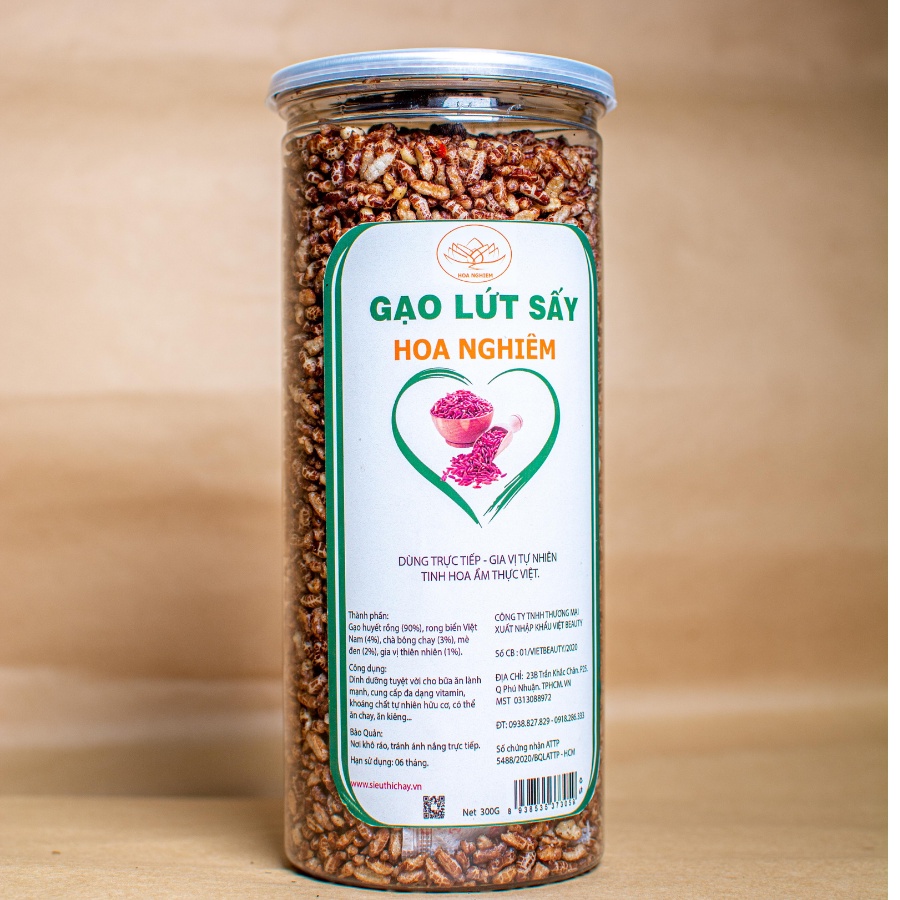 Gạo lứt sấy Mè HOA NGHIÊM - Ăn kiêng, Giảm cân Ngon Giòn, Sạch & Đảm bảo - Hũ 300gram - HSD 6 tháng - STHP | BigBuy360 - bigbuy360.vn