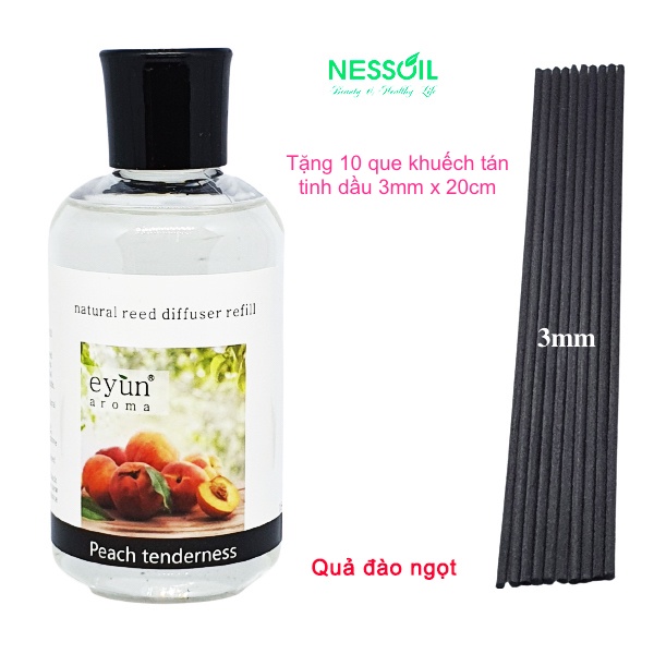 Tinh dầu Refill (thay thế, bổ sung) 180ml, hương Trái Đào ngọt, dùng cắm que khuếch tán, rót vào bộ cắm đã cạn tinh dầu