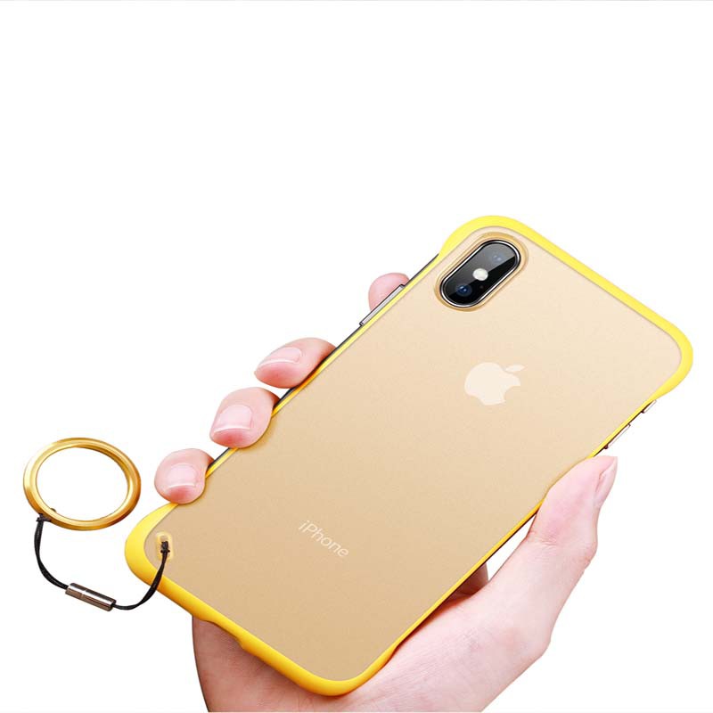 Ốp điện thoại silicon trong suốt không viền bo có dây treo nhẫn đơn giản cho iPhone 11 Pro Max XR XS Max 6/6s 7/8Plus