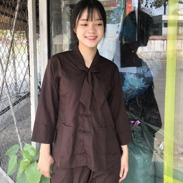Quần Áo nữ Phật Tử, đồ lam Đi Chùa mẫu LA HÁN NƠ mã A39A