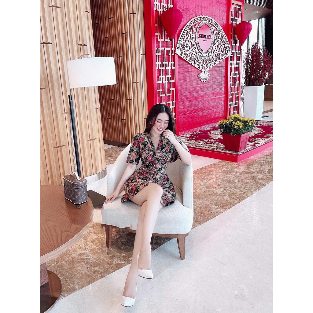 [Mã WASTGO hoàn 10% xu đơn 99k] VÁY GẤM HOA CÚC NGỌC 2 LỚP | BigBuy360 - bigbuy360.vn