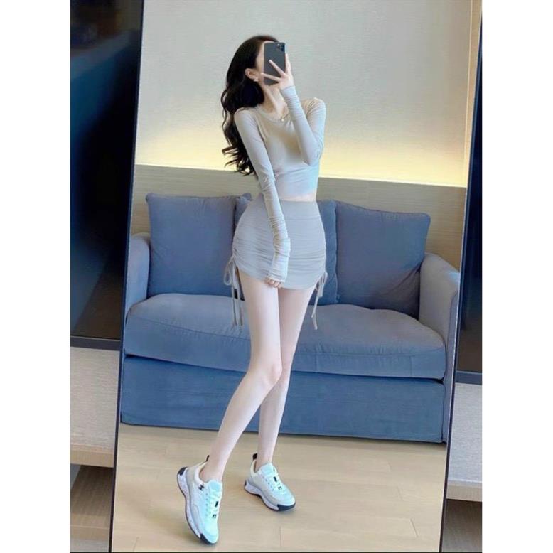 Set đồ nữ cá tính, set croptop chân váy rút form chuẩn mặc tôn dáng style sexy chất thun co giãn thoải mái hàng cao cấp | BigBuy360 - bigbuy360.vn