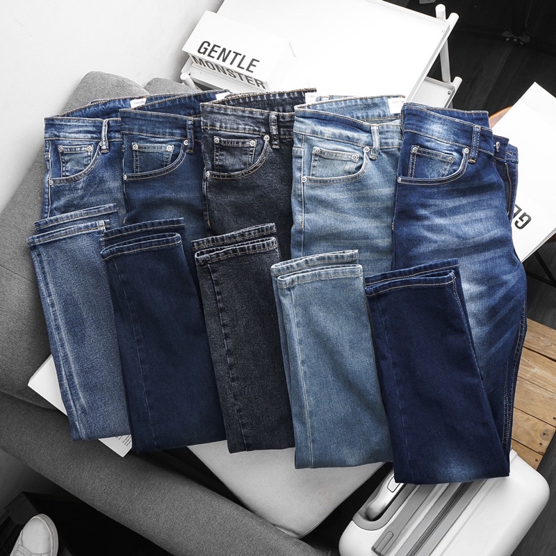 Quần jean denim nam slimfit xuất khẩu xịn co giãn