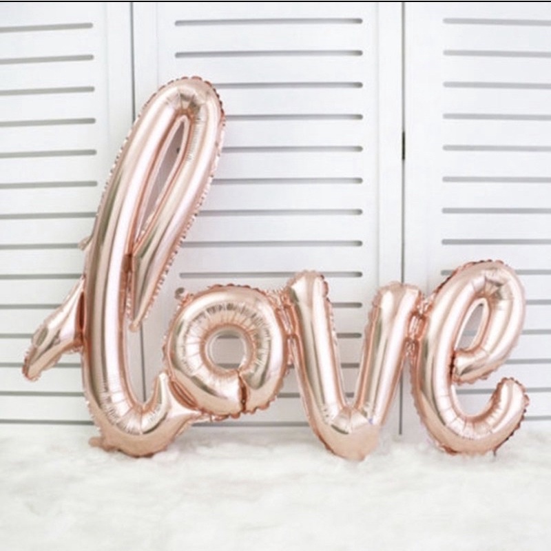 Bóng bay chữ Love liền màu rose gold