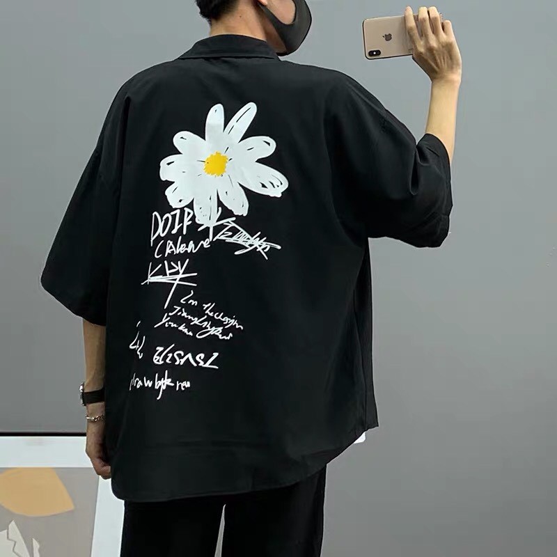 Áo sơmi tay lỡ kaki unisex Quốc Dân hoa cúc ulzzang Nam Anh 24 | BigBuy360 - bigbuy360.vn