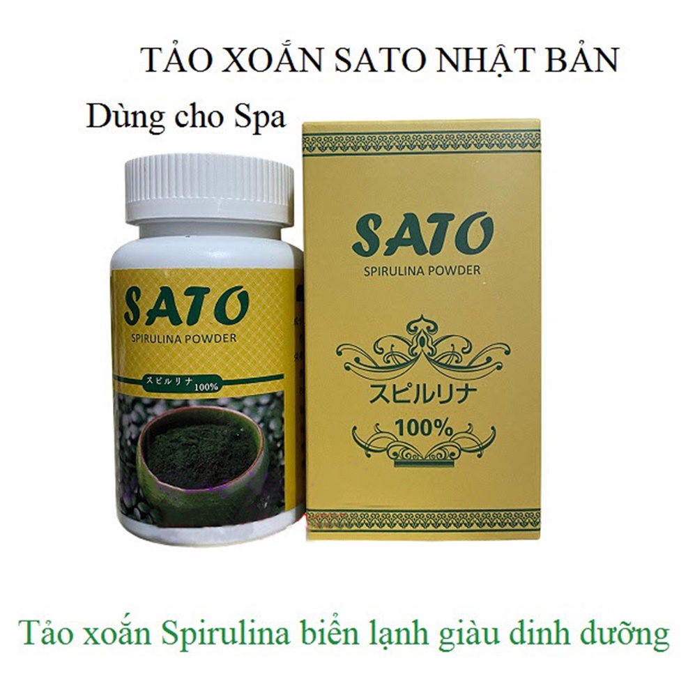 TẢO SATO XOẮN SPIRULINA DẠNG BỘT - Hộp 100 gram vi kim tảo biển phi kim nano pha với Vitamin C