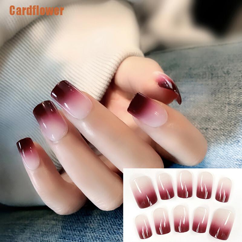 (Hàng Mới Về) Bộ 24 Móng Tay Giả Màu gradient Thời Trang