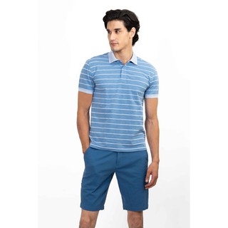 Áo Polo nam Novelty kẻ sọc ngang màu trắng xanh NATMSLMCSR191230N
