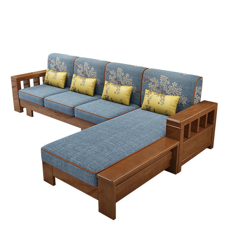 Ghế sofa gỗ rắn phong cách Trung Quốc và trường kỷ kết hợp phòng khách căn hộ nhỏ hiện đại đơn giản giường nội thất