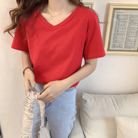 ÁO THUN TRON CỔ TIM VẢI COTTON HÀNG CỰC ĐẸP GIÁ CỰC TỐT LÀ MÓN ĐỒ PHẢI CÓ TRONG TỦ ĐỒ CỦA CHỊ EM PHỤ NỮ