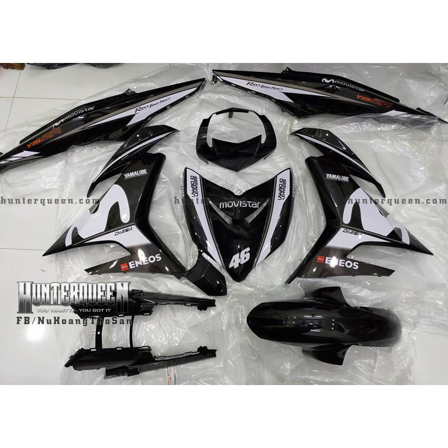 Tem rời Exciter 150. Movistar Y15ZR đen trắng. Thay đổi màu sắc và chi tiết theo yêu cầu. Sắc nét, bền màu