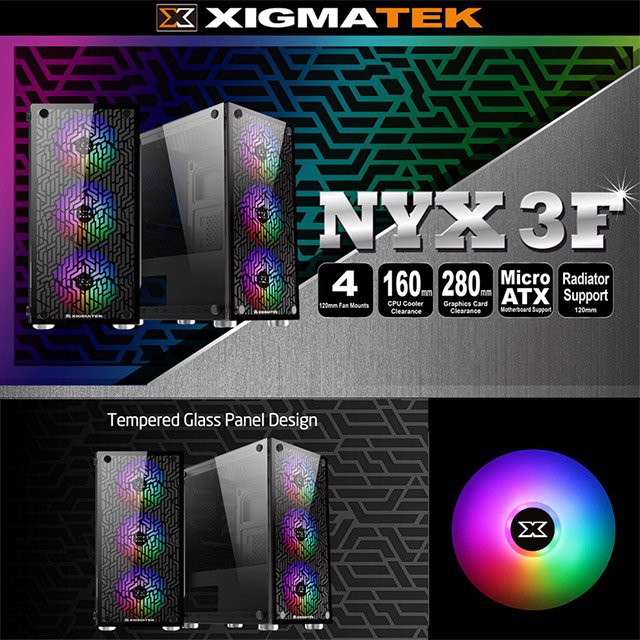 [Kèm 4 fan] Vỏ case Xigmatek NYX  M - ATX, 2 mặt kính cường lực, thùng CPU bảo hành 12 tháng - AT Com | BigBuy360 - bigbuy360.vn