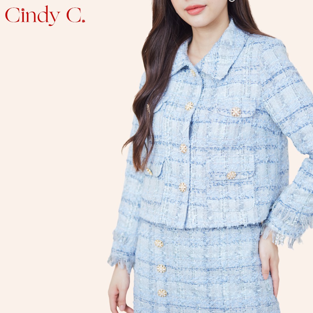 [118] Set Áo khoác Chân váy CINDYC chất dạ Tweed cao cấp, túi có nắp, thiết kế sang trọng, nữ tính S21776/S21777