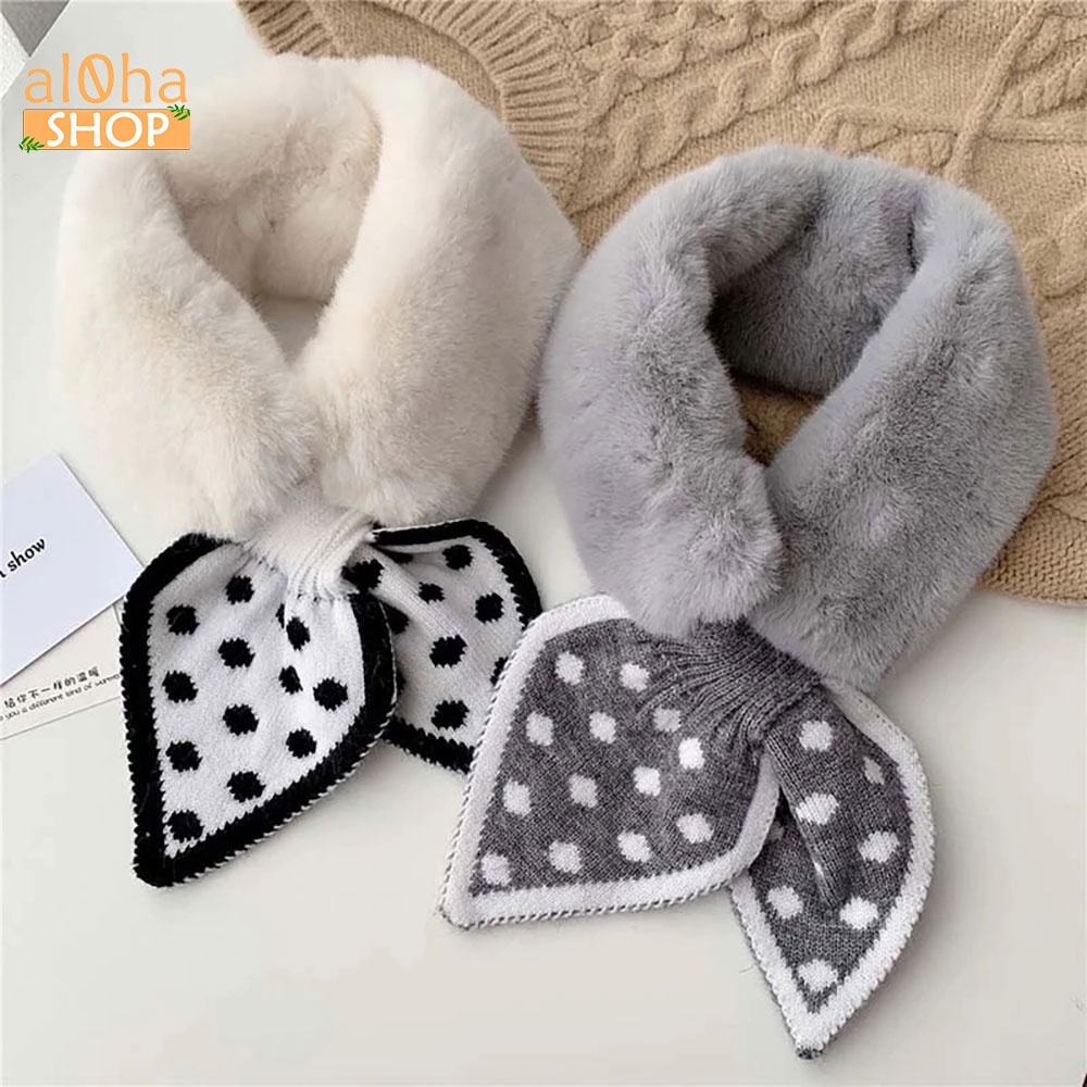 Khăn Quàng Cổ Lông Thỏ hình nơ dày dặn giữ ấm mềm mịn, dễ thương - al0ha Shop
