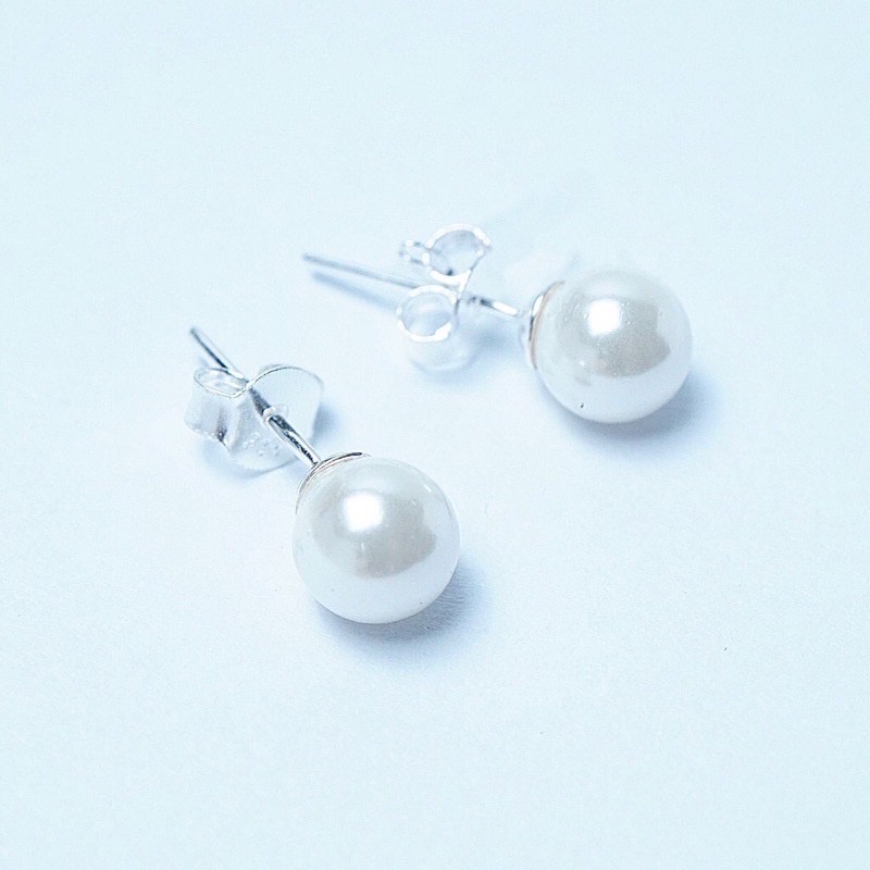 Bông Tai Bạc Thanh Lịch Hạt Tròn-TNC Jewellery
