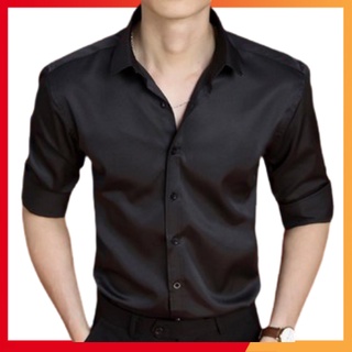Áo Sơ Mi Nam Đen Dài Tay Cotton Lụa Cao Cấp