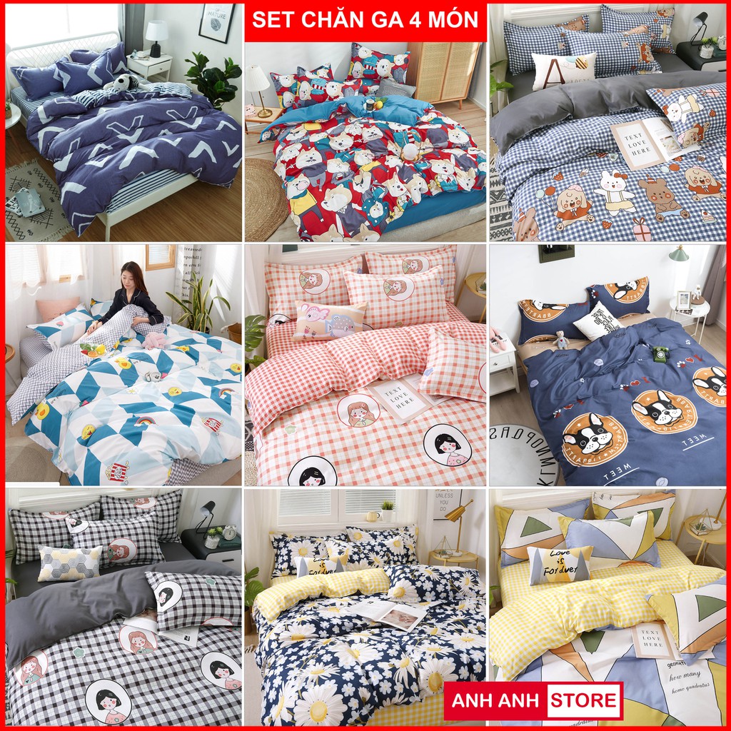 Bộ Vỏ Chăn Ga Gối Cotton Poly Hàn 4 món nhập khẩu, hoạ tiết sang trọng - Màu 50 | BigBuy360 - bigbuy360.vn