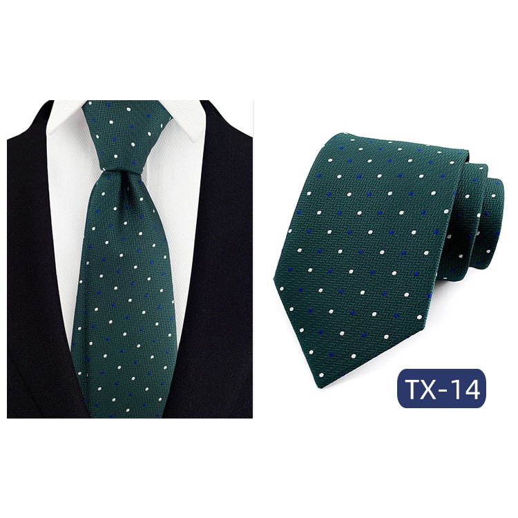 Cà vạt 8cm vải Jacquard dệt họa tiết hoa chấm bi Paisley thời trang công sở dự tiệc cho nam