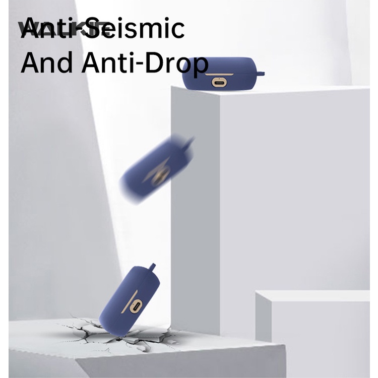 Vỏ bảo vệ hộp sạc tai nghe Bluetooth Jabra Elite 7 Pro bằng silicon mềm chống rơi kèm móc