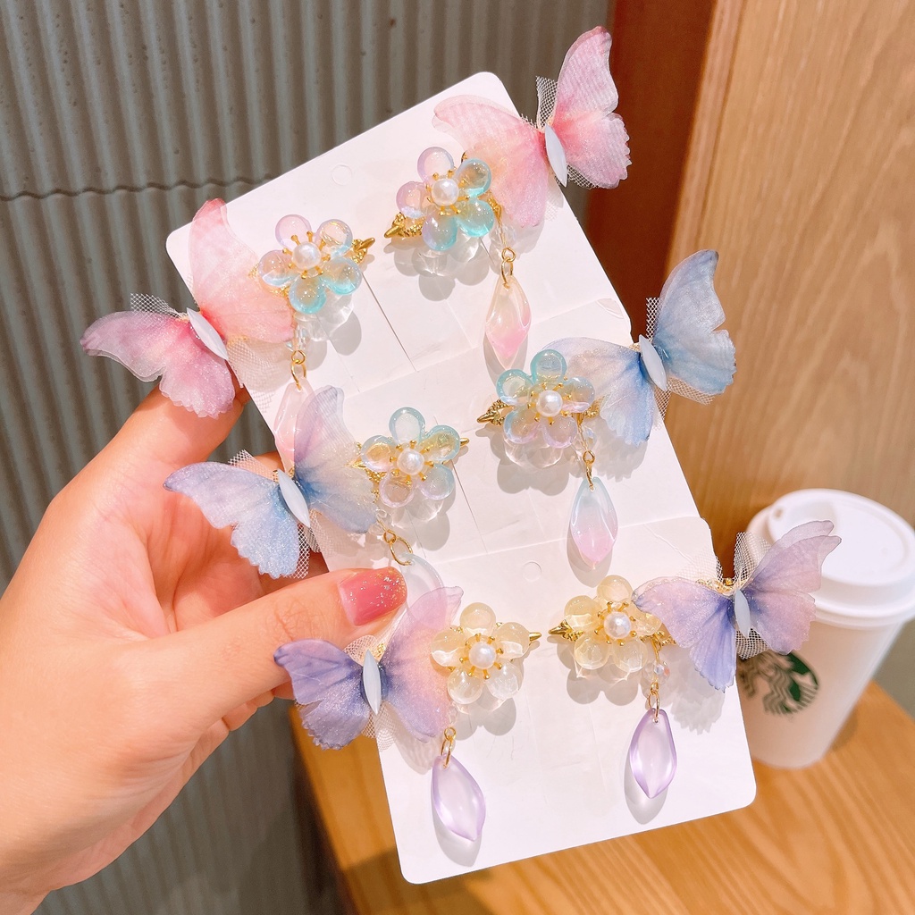 Kẹp Tóc Ruy Băng Đính Núm Tua Kiểu Cổ Điển Dễ Thương Cho Bé Gái