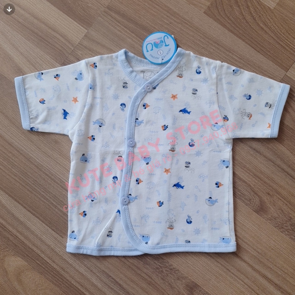 Áo sơ sinh Tay Ngắn Cài Xéo Họa Tiết JOU, chất vải cotton 100% cao cấp mềm, mịn, thoáng mát, hàng giao giống hình