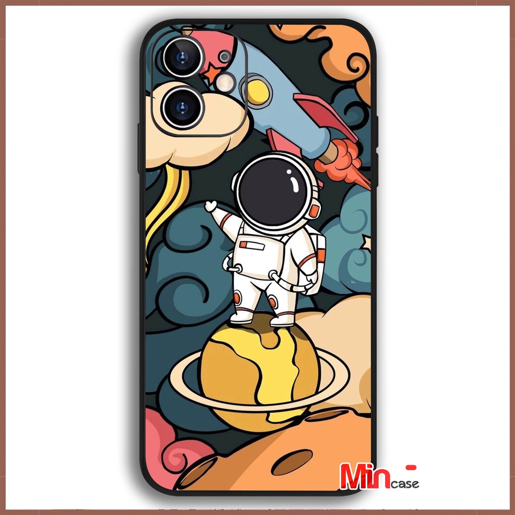 Ốp lưng iPhone Phi hành gia cạnh viền vuông silicon mềm dẻo bảo vệ camera cho iphone 6/6s/7/8/X/XS/11/12/13 Pro Plus Max