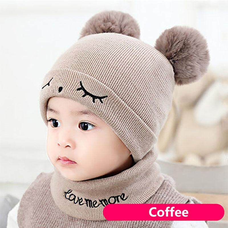 Mũ Len Kèm Khăn Choàng Cổ Cho Bé Từ 0-12 Tháng Tuổi