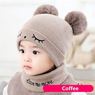 Mũ len kèm khăn choàng cổ cho bé từ 0-12 tháng tuổi