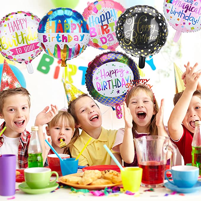 Gói bong bóng lá nhôm hình tròn in chữ Happy Birthday 10 inch