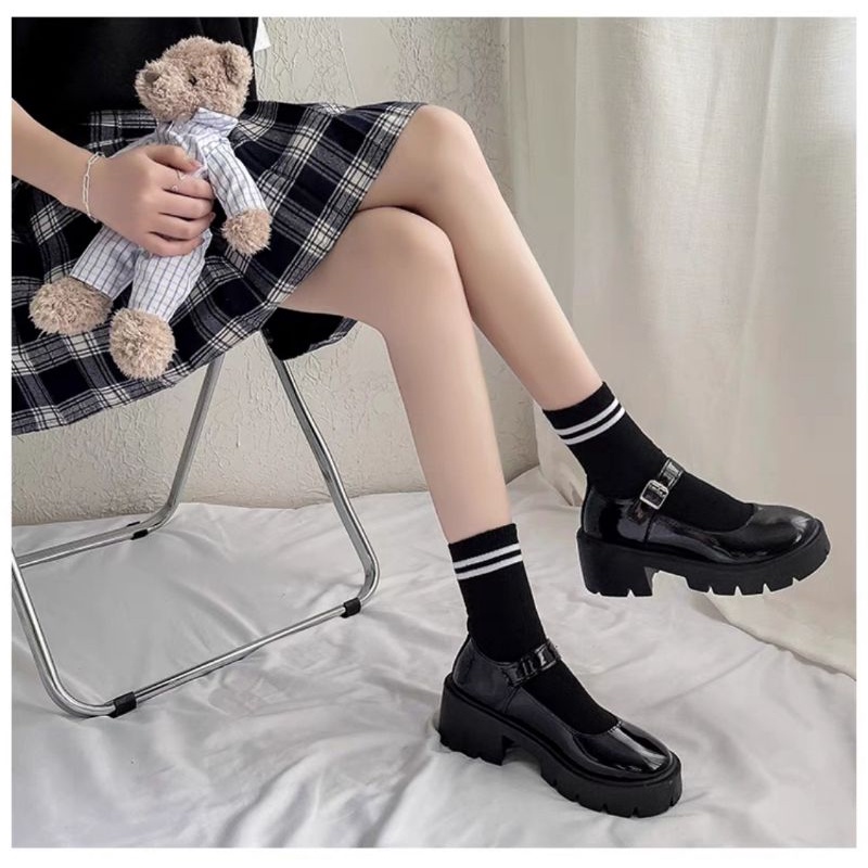 Giày lolita búp bê da bóng trơn đế thấp 5cm oder taobao