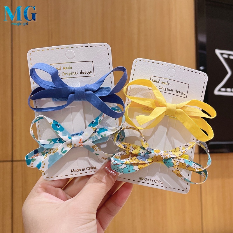 Set 2 kẹp tóc nơ màu sắc ngọt ngào phong cách Hàn Quốc cho nữ