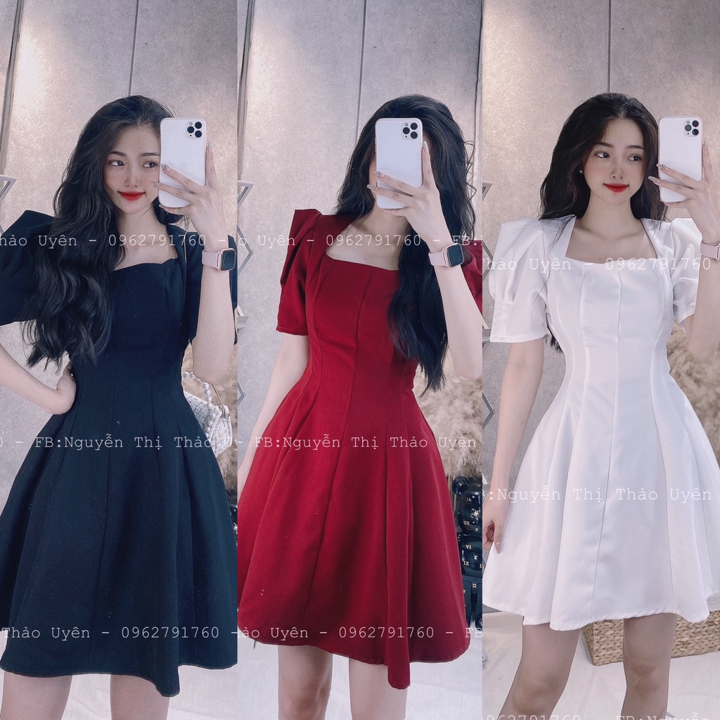 ĐẦM 7 MẢNH DÁNG XÒE SANG TRỌNG CÁ TÍNH ĐI TIỆC ĐI CHƠI VỚI MÀU ĐEN VÀ ĐỎ