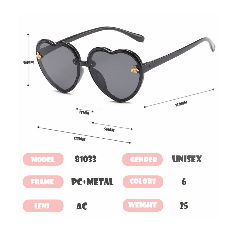 Kính mát hình trái tim chống tia UV400 thời trang cho bé