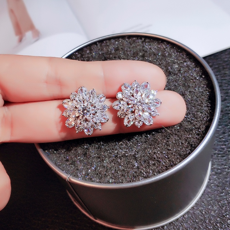 Khuyên tai JIUDUOLAN mạ bạc 925 thiết kế bông tuyết thời trang thanh lịch dành cho nữ