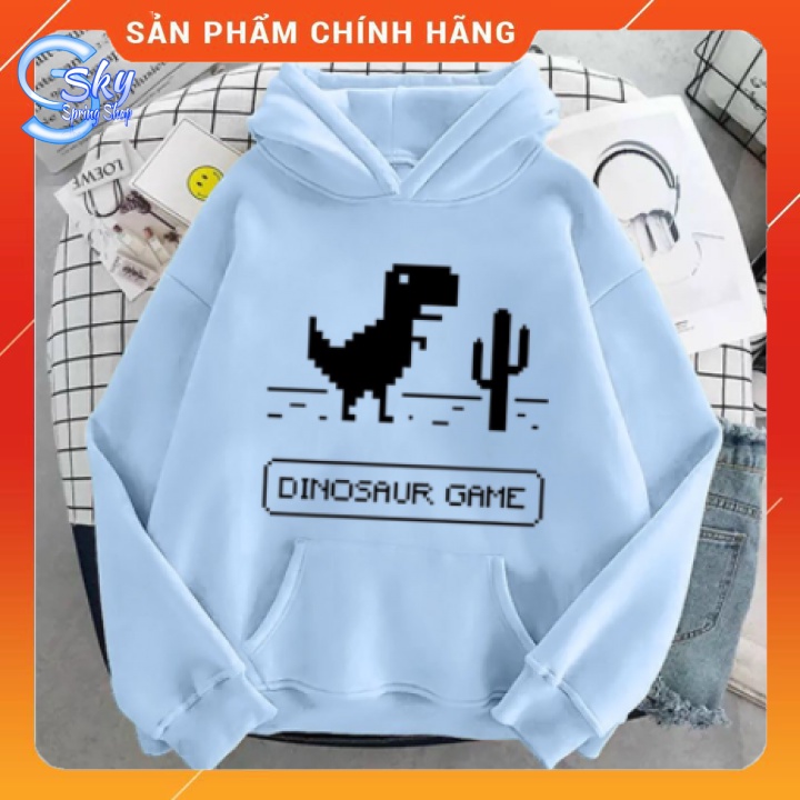 ÁO HOODIE UNISEX NAM NỮ  IN CHỮ DINOSAUR GAME SIÊU HOT