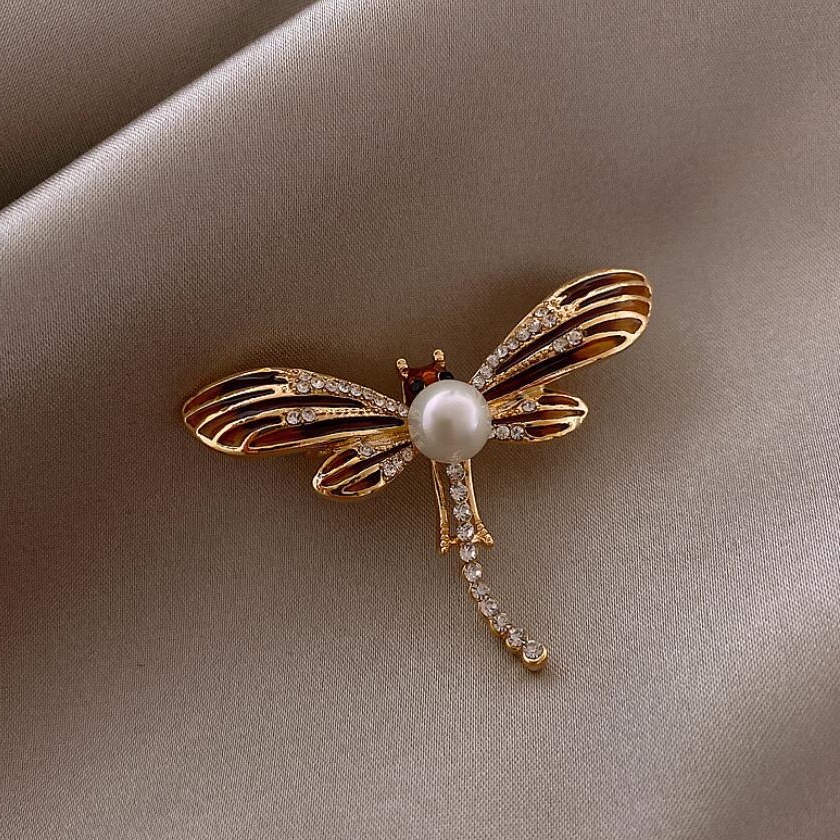 Trâm Cài Áo Hình Chuồn Chuồn Đính Ngọc Trai Sang Trọng