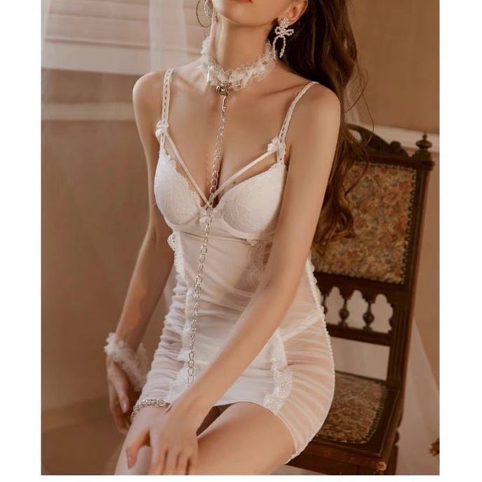 [ẢNH THẬT] ĐẦM NGỦ NỮ XUYÊN THẤU CÓ MÚT NGỰC DÂY MẢNH GỢI CẢM NAOMI DRESS Bralettehousevn