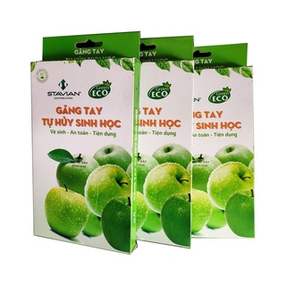 Găng tay nilon GREEN ECO găng tay tự hủy sinh học an toàn hộp bao tay nilong dùng 1 lần