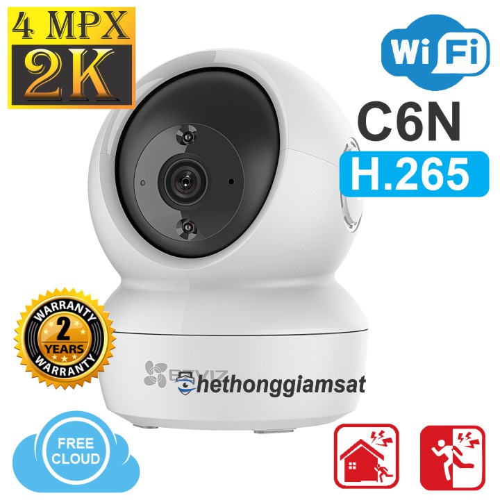 Camera Wifi Xoay 360 Ezviz C6N 1080P 2MP, C6N 2K 4MP - Hàng chính hãng, bảo hành 24 tháng