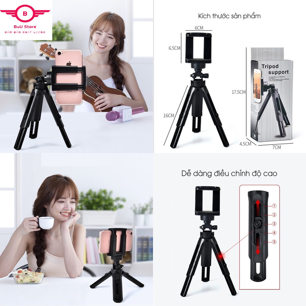 Chân Giá Đỡ TRIPOD Xoay 360 Độ, Chân Giá Đỡ Chụp Ảnh, Quay Phim , Livetream Đa Năng, Tiện Dụng
