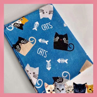 Vải Canvas/Vải Bố Họa Tiết Mèo Xinh Xắn Làm Phông Nền Chụp Ảnh, Rèm Cửa,Túi Tote, Khăn trải bàn...