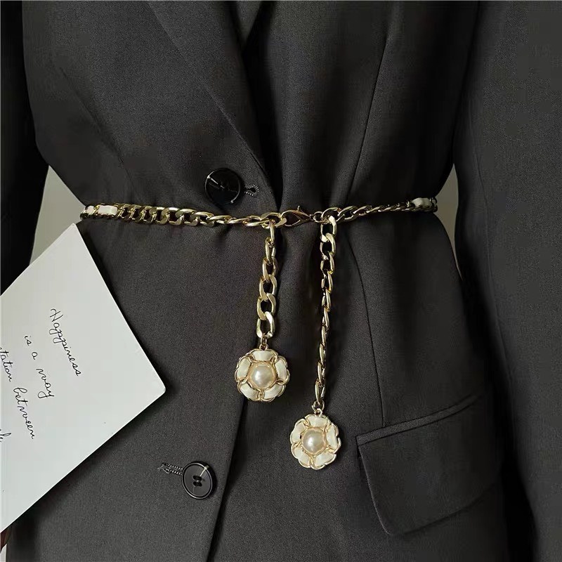 Đai váy áo đầm phối xích thả sợi hoa - Belt váy vàng đen xích thả sợi tiểu thư - Thắt Lưng trendy