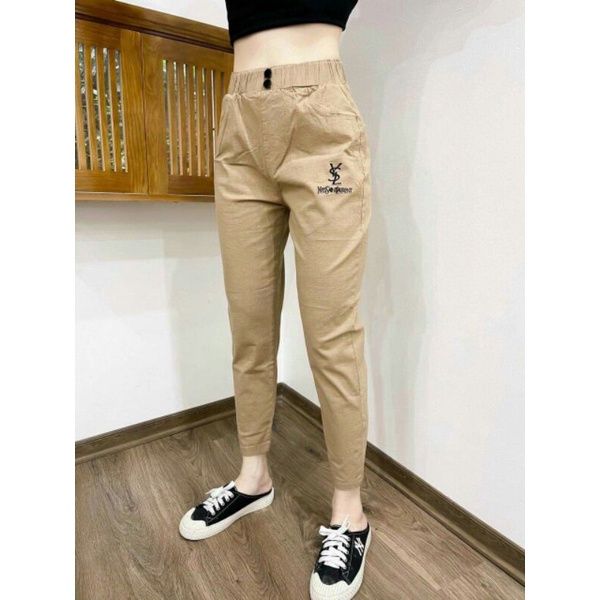 (Hàng cao cấp) Quần baggy thô kaki đũi cạp chun co giãn đen be nâu size S/M/L