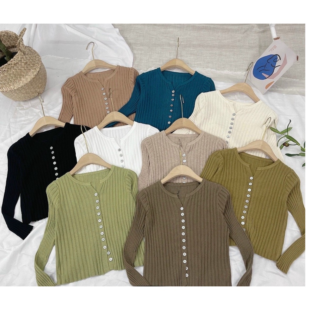 Áo cardigan len, áo len nữ, áo len tăm đũa cài cúc dọc 9 màu | WebRaoVat - webraovat.net.vn