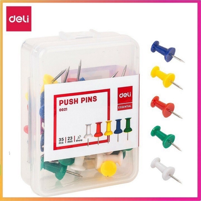 Ghim mũ nhựa màu, ghim bảng deli mã số 0021