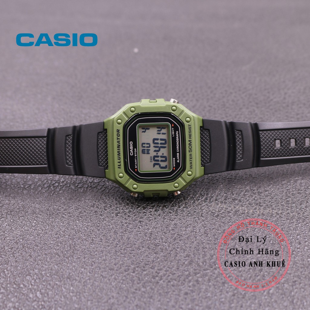 Đồng hồ điện tử nam Casio W-218H-3AVDF dây nhựa